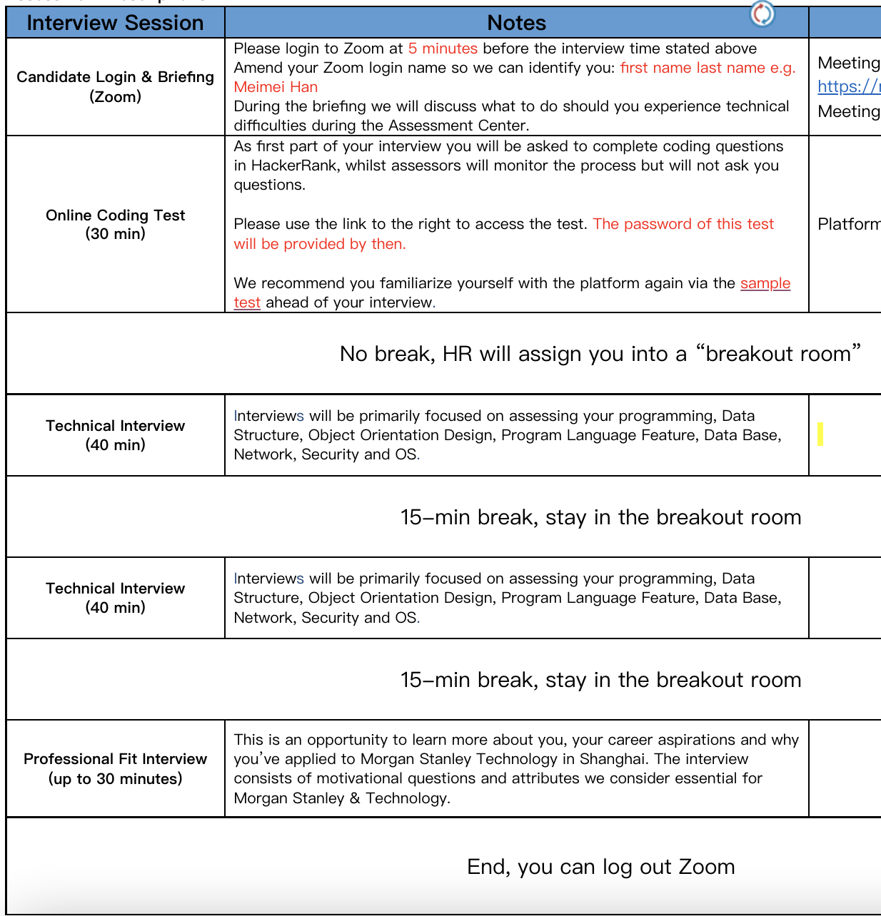 schedule of final interview